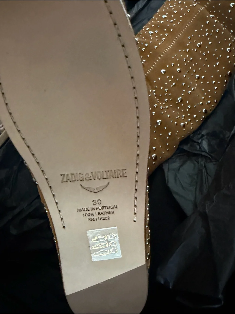 $1198 Zadig & Voltaire Santa Dream Studs High Boots Size 39 NEW